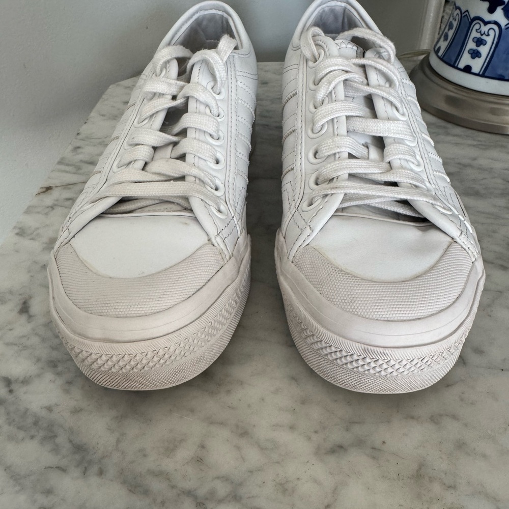 adidas Women's Nizza White Leather Platform Y2K Monochrome Sneakers Size 8 - Picture 6 of 9